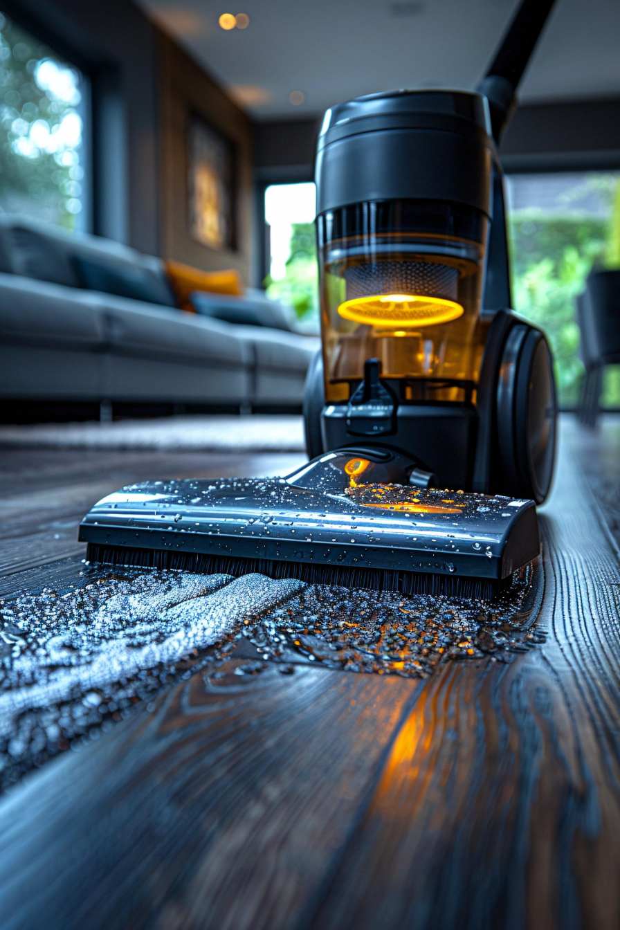Vacuuming a heavily soiled floor